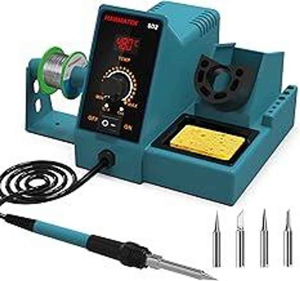 Lötstationen, Profi Lötkolben Station Set,Einstellbare Temperatur 200-480°C, Temperaturdifferenzeinstellung, Elektronik Digital mit 5 austauschb...
