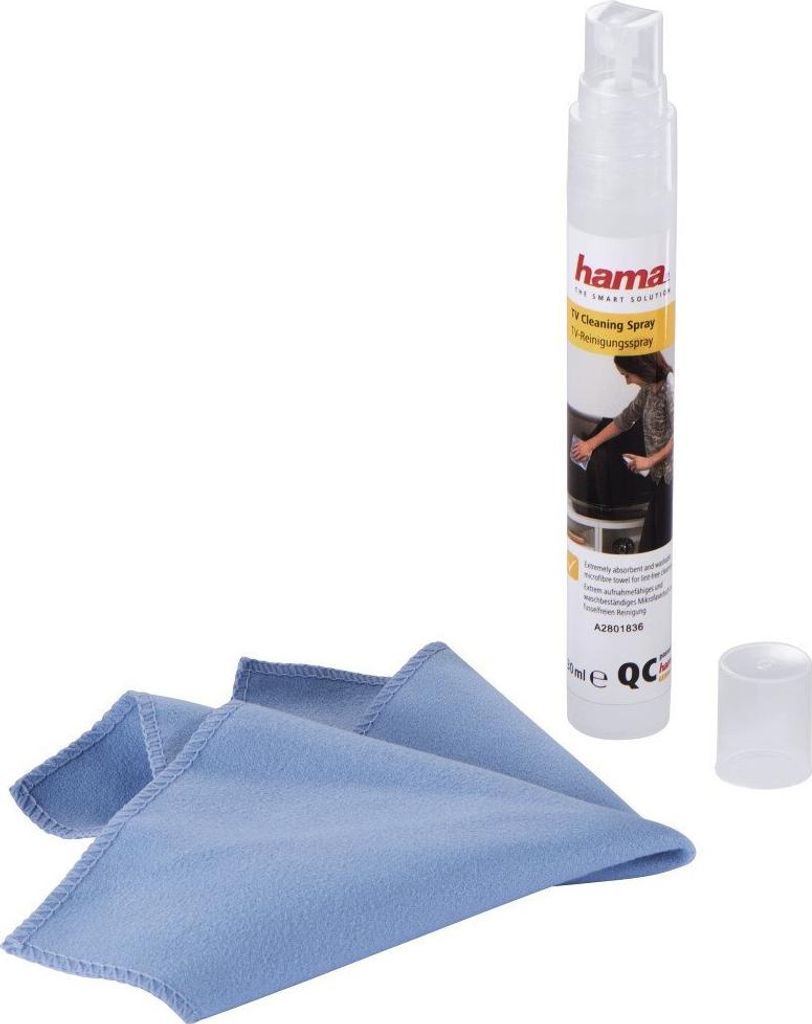 HAMA TV-Reinigungsset, 30 ml, inkl. 20x20 cm Mikrofaserreinigungstuch (95880)