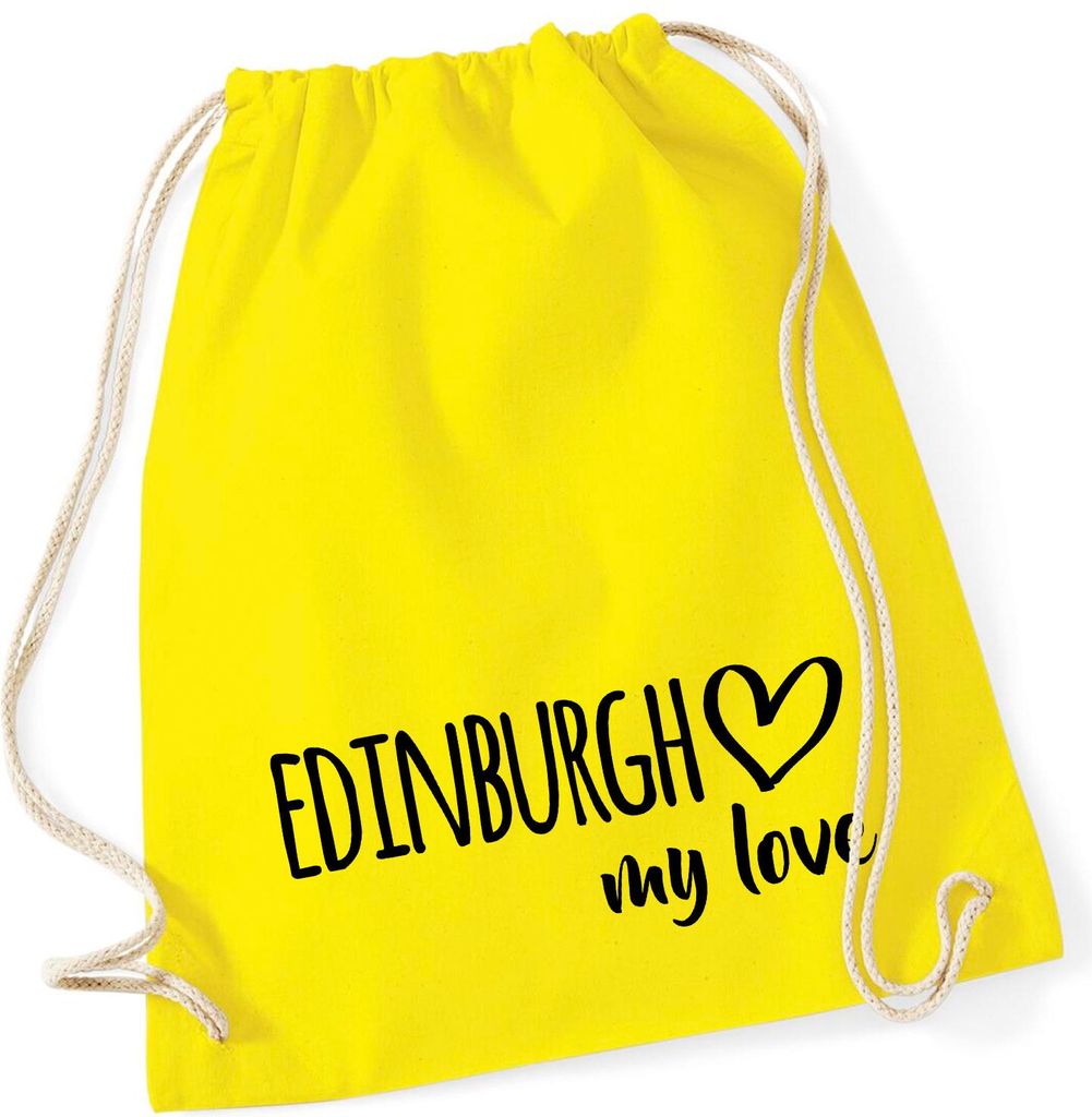 Huuraa Turnbeutel Edinburgh my love 12 Liter Yellow Baumwolle Rucksack Geschenkidee