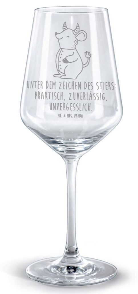 Mr. & Mrs. Panda Weinglas Stier Astrologie - Transparent - Geschenk, Sternzeichen, glas für rotwein, graviertes, Tierkreiszeichen, Geburtstagsgesc...