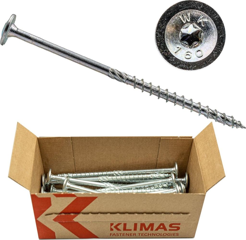 Klimas Holzbauschrauben mit Tellerkopf Torx verzinkt weiß 10 x 320 mm 25 St.