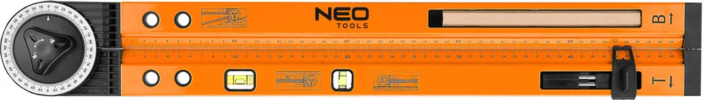 NEO TOOLS Rapporteur Réglable 500mm avec Niveau à Bulle - Mesure 0-270°