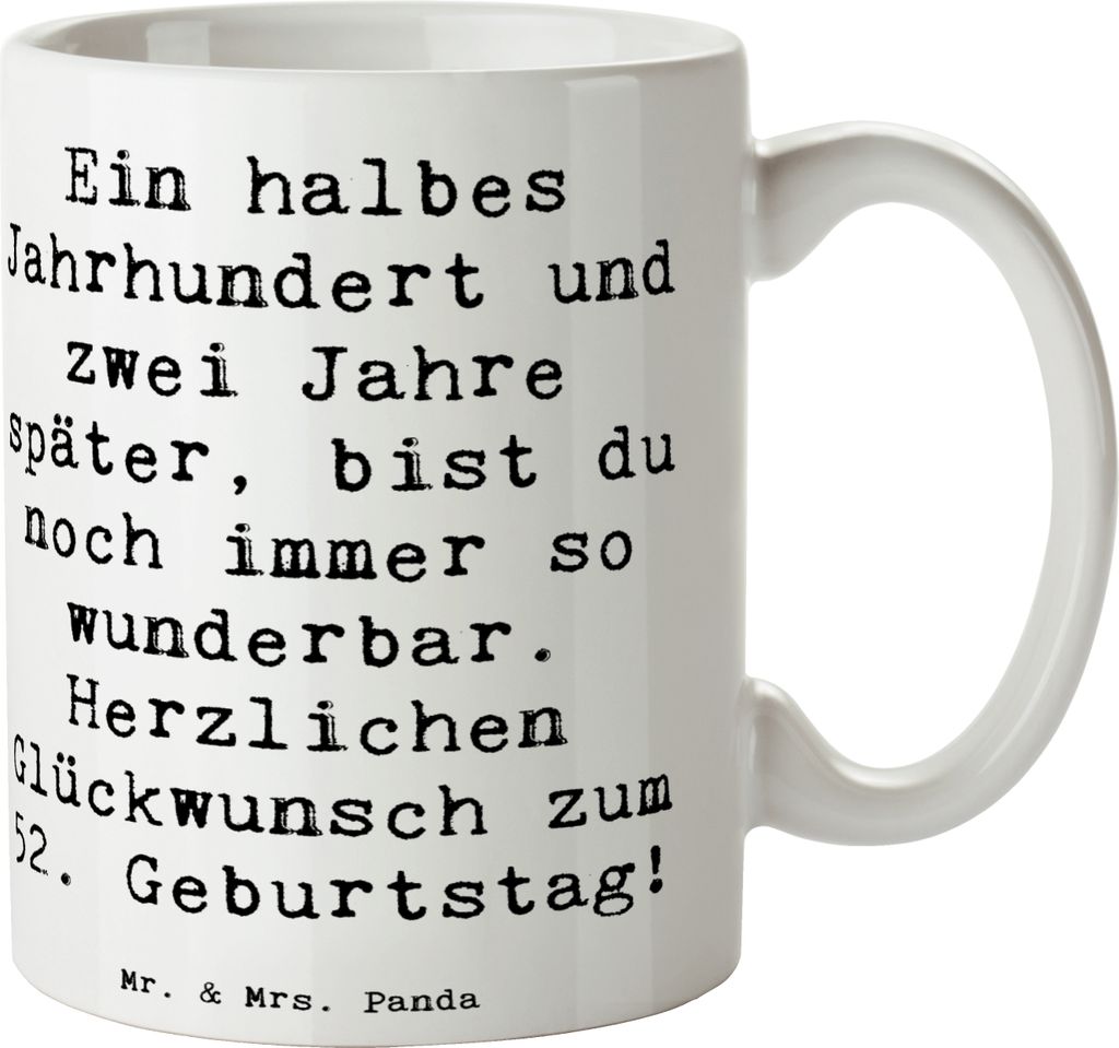 Mr. & Mrs. Panda Kaffeebecher Spruch 52. Geburtstag - Weiß - Geschenk, Becher, Tasse, wunderbar, liebevolle Botschaft, Pott, Teetasse, Happy Birth...