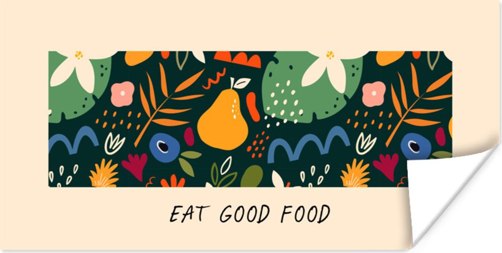 MuchoWow Poster Zitate - Sprichwörter - Gutes Essen essen 150x75 cm - ohne Rahmen