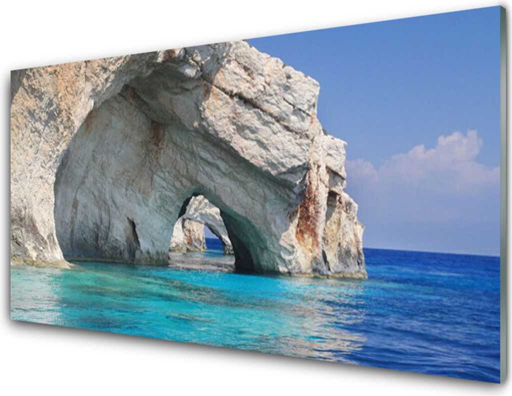 Küchenrückwand aus Glas 100x50cm Spritzschutz Klippe Meer See Landschaft
