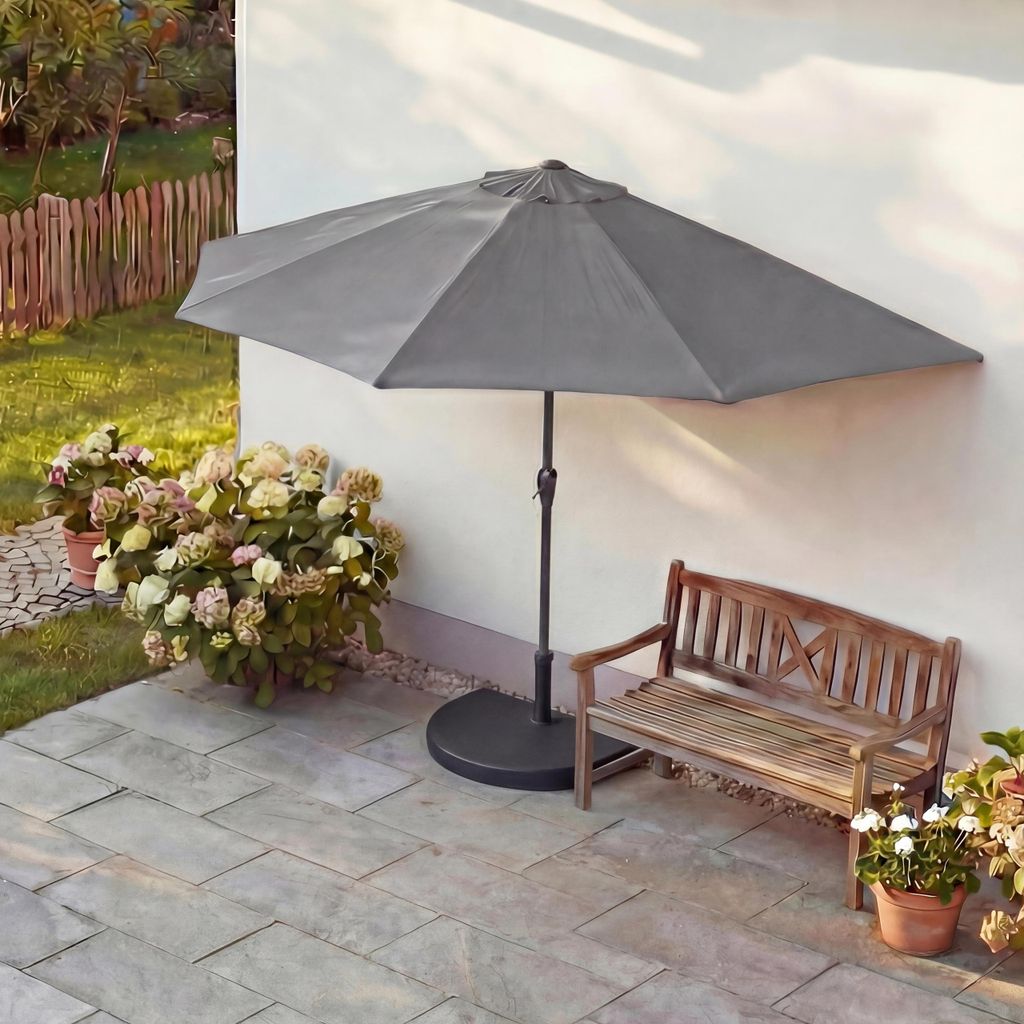Sonnenschirm halbrund Lorca, Halbschirm Balkonschirm, UV 50+ Polyester/Alu 3kg 270cm anthrazit mit Ständer