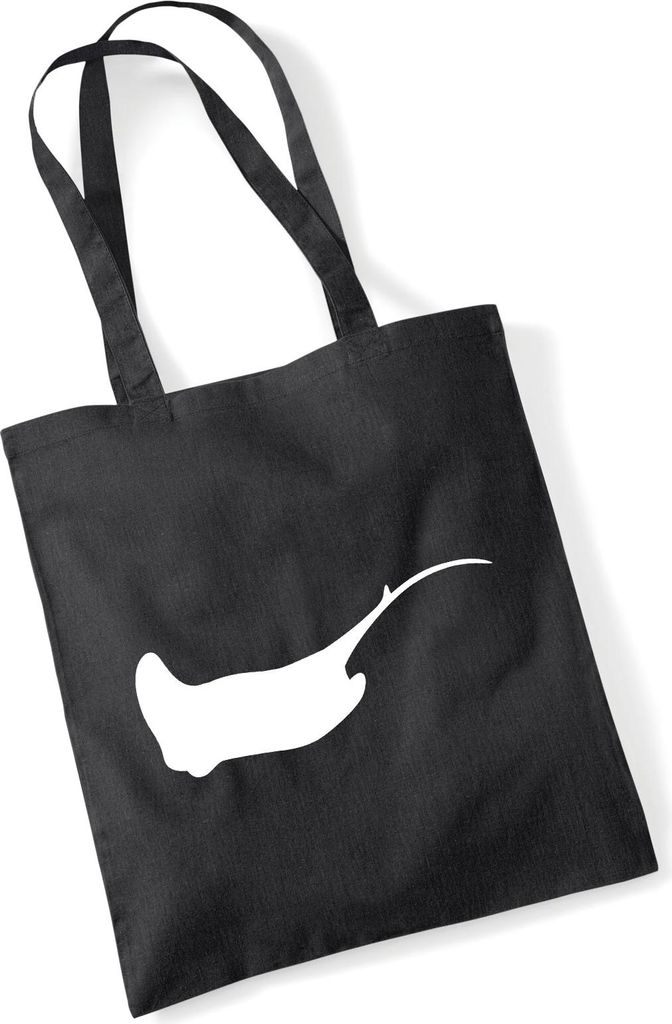 Huuraa Jutebeutel Rochen Silhouette 10 Liter Black Baumwolle Tasche Geschenkidee