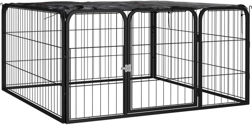 box per cani 4 pezzi nero 100x50cm acciaio verniciato a Immagine del prodotto 