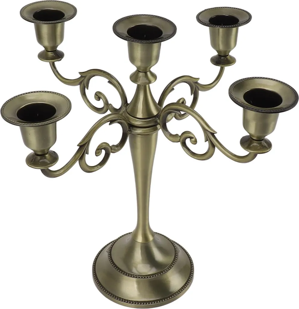 Bougeoir à 5 bras en fer forgé style rétro décoration église cyan 60cm