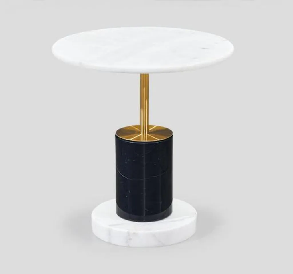 Table de rangement ronde blanche marbrée résistante et facile à monter