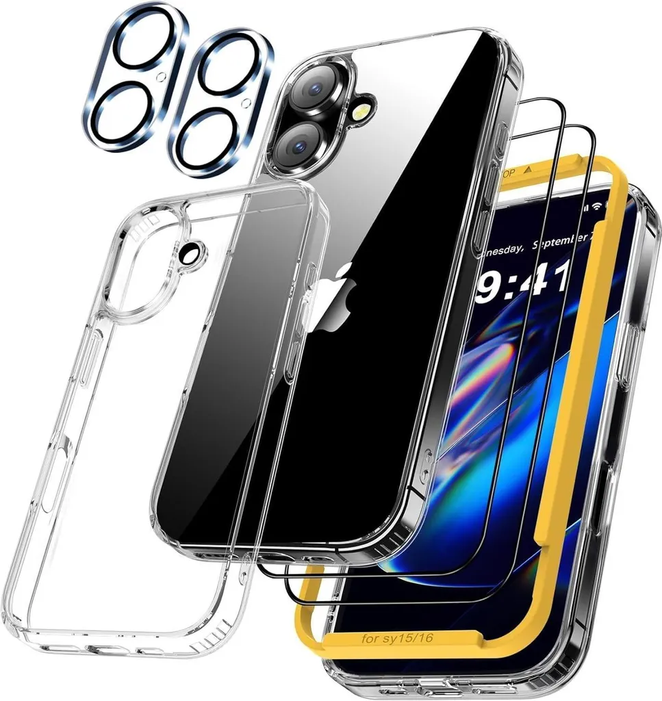 Eleganza Invisibile: Custodia QHOHQ iPhone 16 con Protezione Vetro