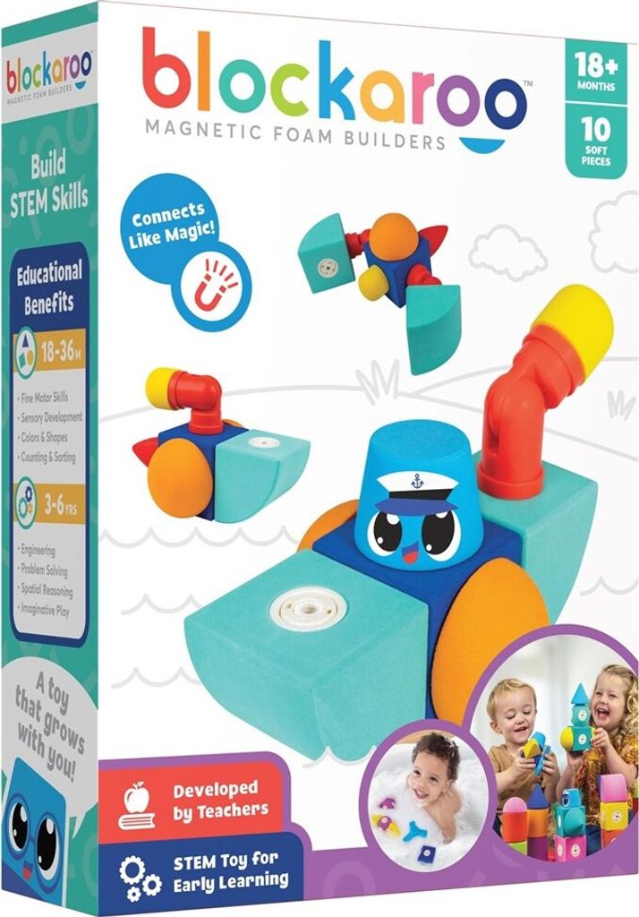 Sada magnetických pěnových kostek Blockaroo, Loď 10 dílů Obrázek produktu 