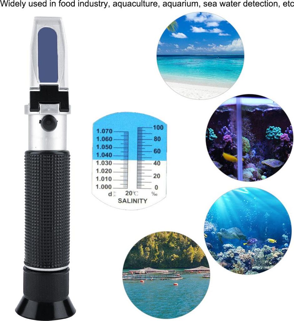 Handgerät 0-100% Salzgehalt Refraktometer Salinometer Meerwasser Salzkonzentration Tester Messgerät