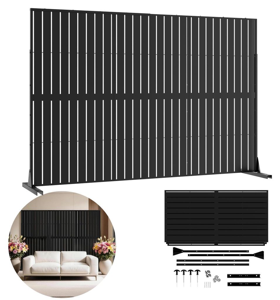 XINZI Raumteiler Sichtschutz Outdoor Indoor Einfache Montage Raumtrenner Terrasse Balkon Paravent Schwarz 180 × 40 × 123 cm
