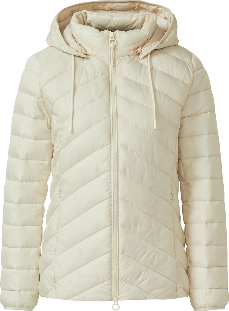 s.Oliver Gesteppte Outdoor Jacke Damen Slim Fit beige mit Kapuze