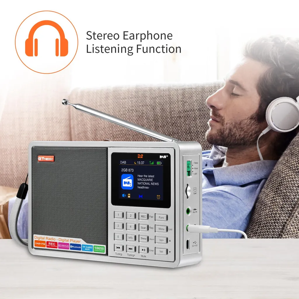 Radio D2 avec Bluetooth et technologie DAB/FM, écran LCD et son clair - 5