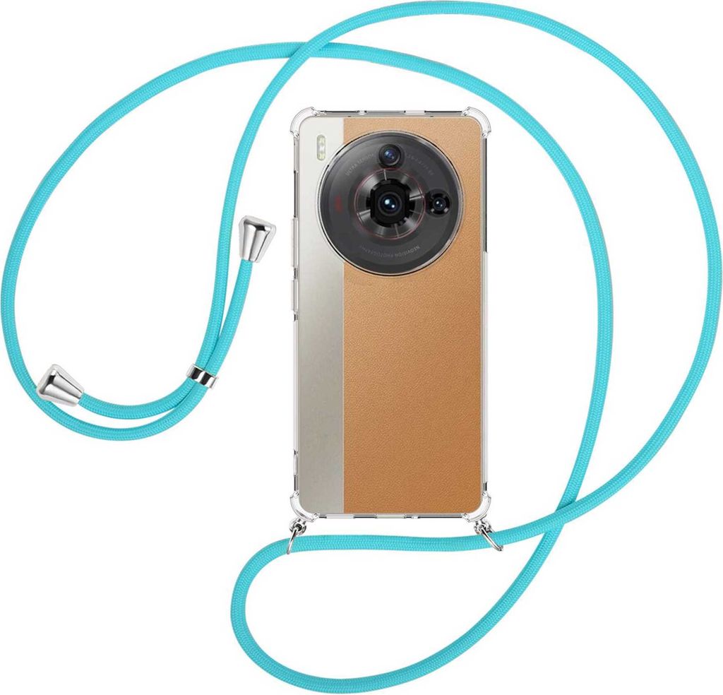 Handykette Backcover-Schutzhülle mit Band (Metall silberfarben) für ZTE nubia Z50S Pro (NX713J) - türkis