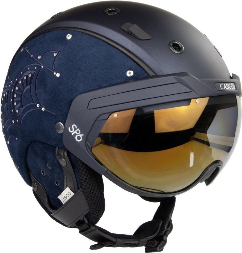 Skihelm CASCO SP-6 Majesty Nocturne Blue Nubuk Swarovski Crystal Blau 56-58 cm