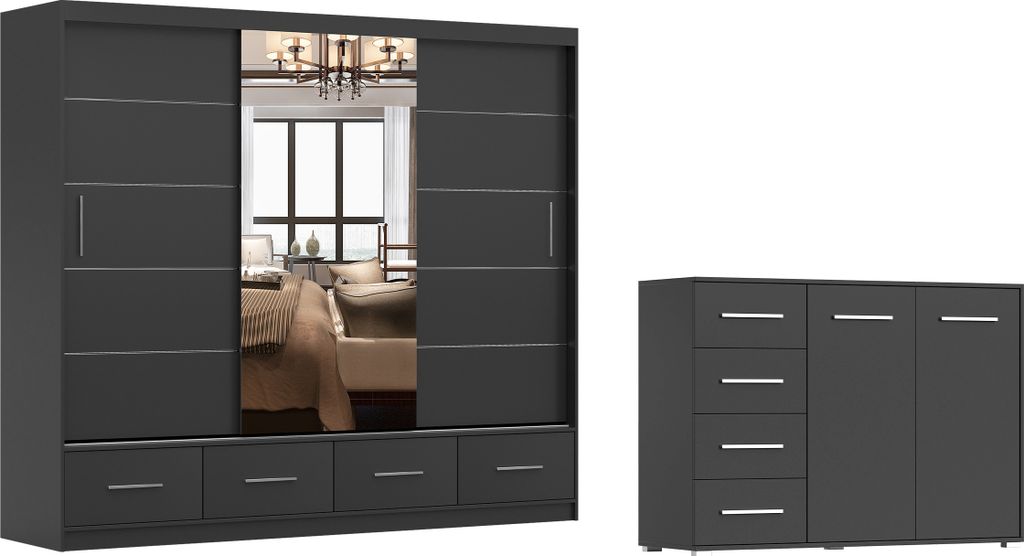 2er-Set Schwebetürenschrank Schrank Kleiderschrank FLORENCE Produktbild 