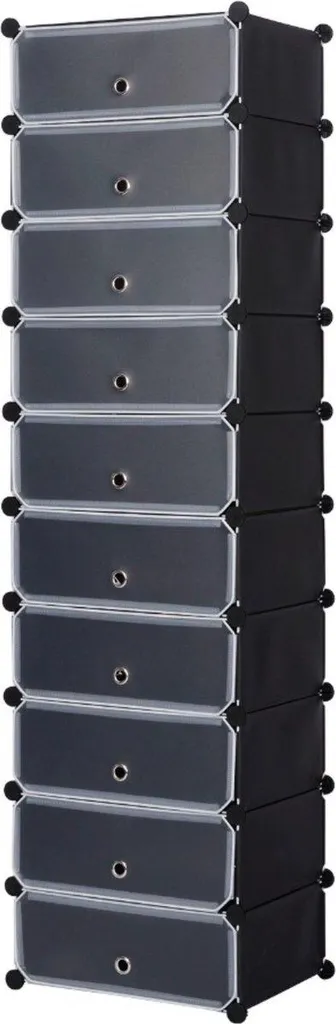 Boîte de Rangement Chaussures Noire en Set de 10 Modules de Luxe