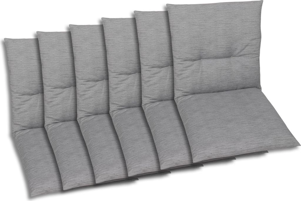 GO-DE Textil, Sesselauflage Niederlehner, 6er-Set, Farbe: grau, Maße ca.: 98 cm x 48 cm x 5 cm