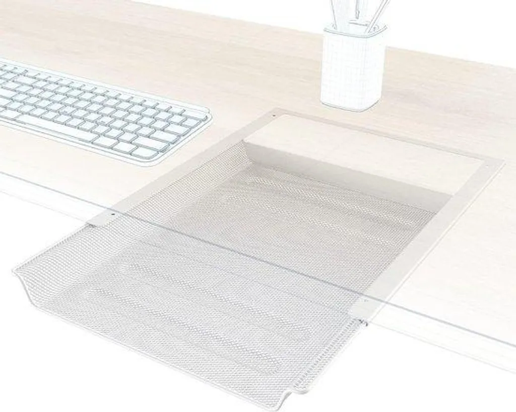 Tiroir de bureau robuste en métal blanc, rangement A4 invisible et chic - 4