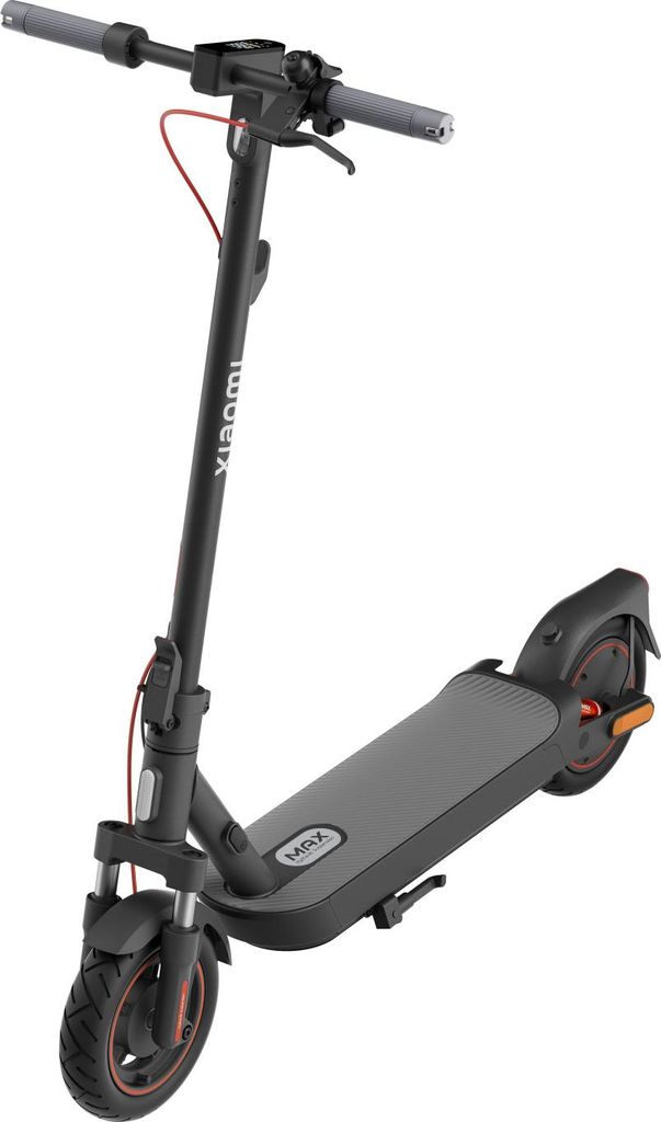 A studio shot of an electric scooter against a white background.