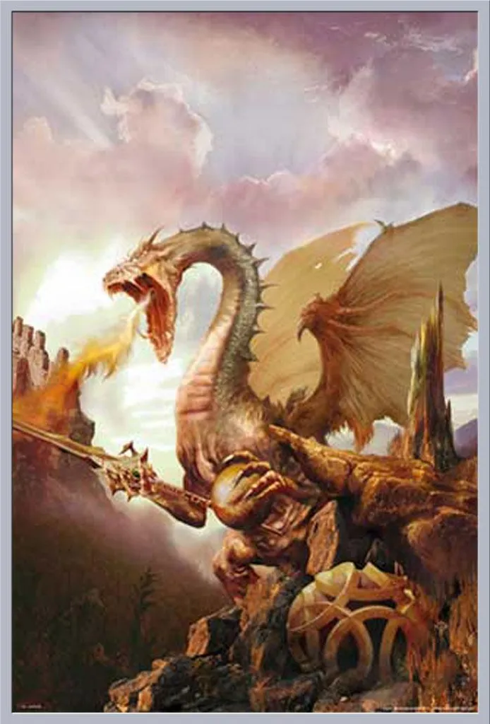 Affiche Dragon Sword & Sphere Shinsuke avec cadre argenté 61x91,5 cm