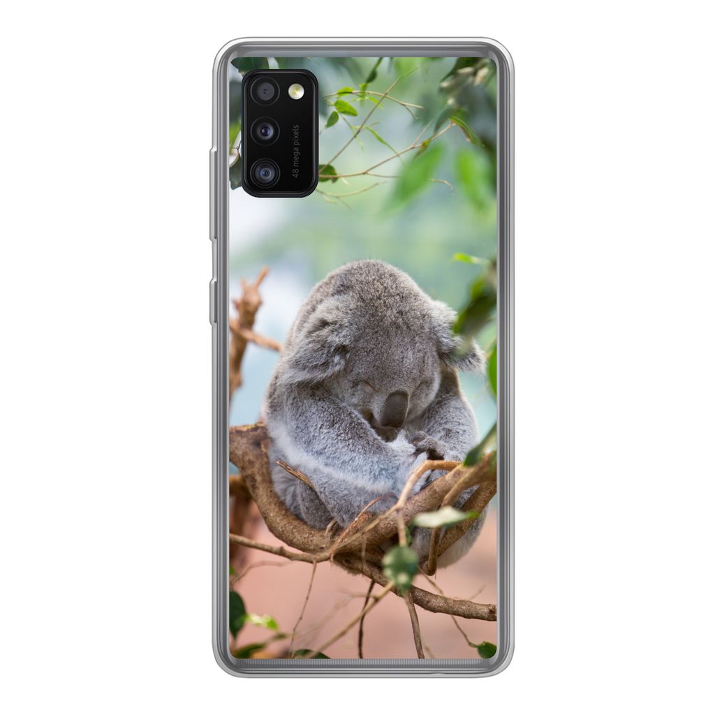 MuchoWow Handyhülle Schutzhülle Hülle für Samsung Galaxy A41 Koala - Äste - Schlaf - Kinder - Jungen - Mädchen Silikon Softcase Handy Hüll...