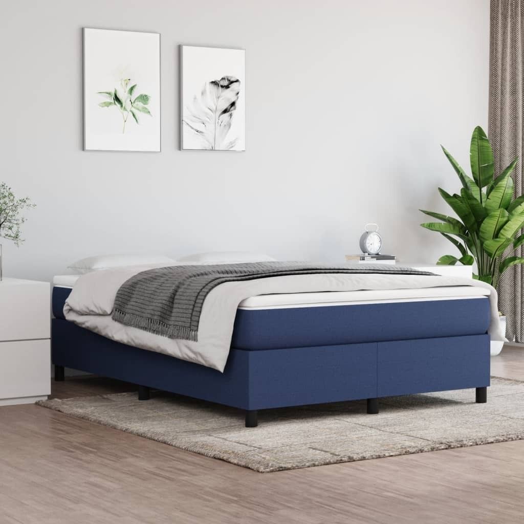 "Rabatt" Boxspring-Bettrahmen 2 Personen - Schlafzimmerbett - Blau 140x190 cm Stoff - Klassische Betten CC4577