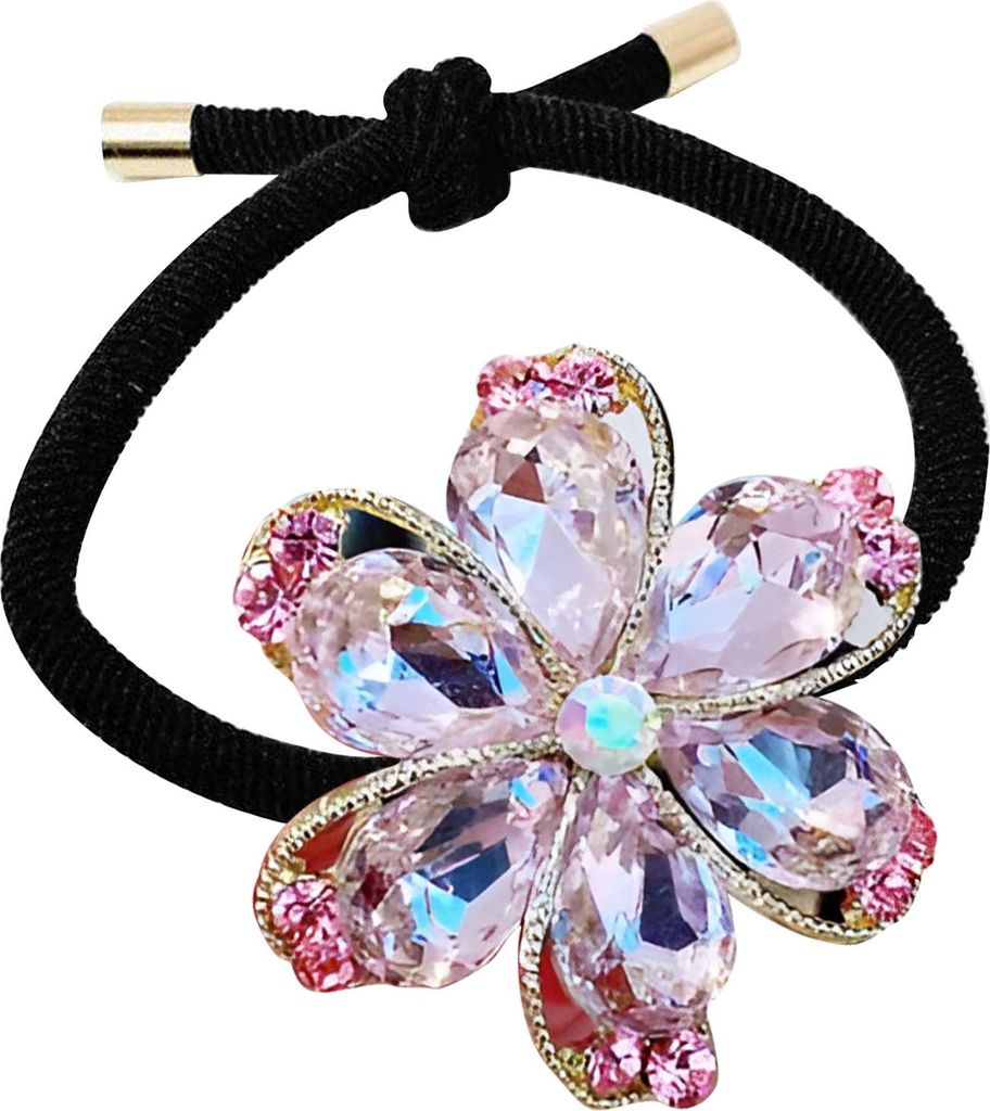 Blumen-Haargummi mit Strass Raffiniert Rosa