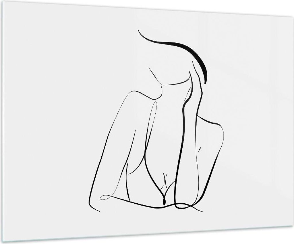 Bilder auf glas - Einteilig - Frau Linien Minimalismus - 100x70cm - Glasbilder - Wandbilder - Bilder - zum Aufhängen bereit - Wanddekoration aus G...