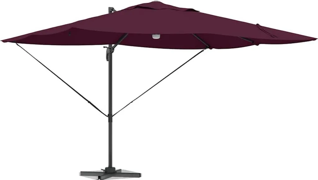 Grand parasol de jardin rectangulaire bordeaux 351x250 cm avec manivelle