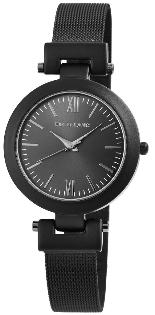 Damenuhr schwarz Armbanduhr Edelstahl Mesh Analog Quarz Uhr