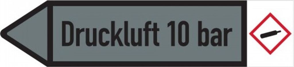 Dreifke Aufkleber I RKZ-Etikett Druckluft 10 bar, links, DIN, grau/schwarz, ...