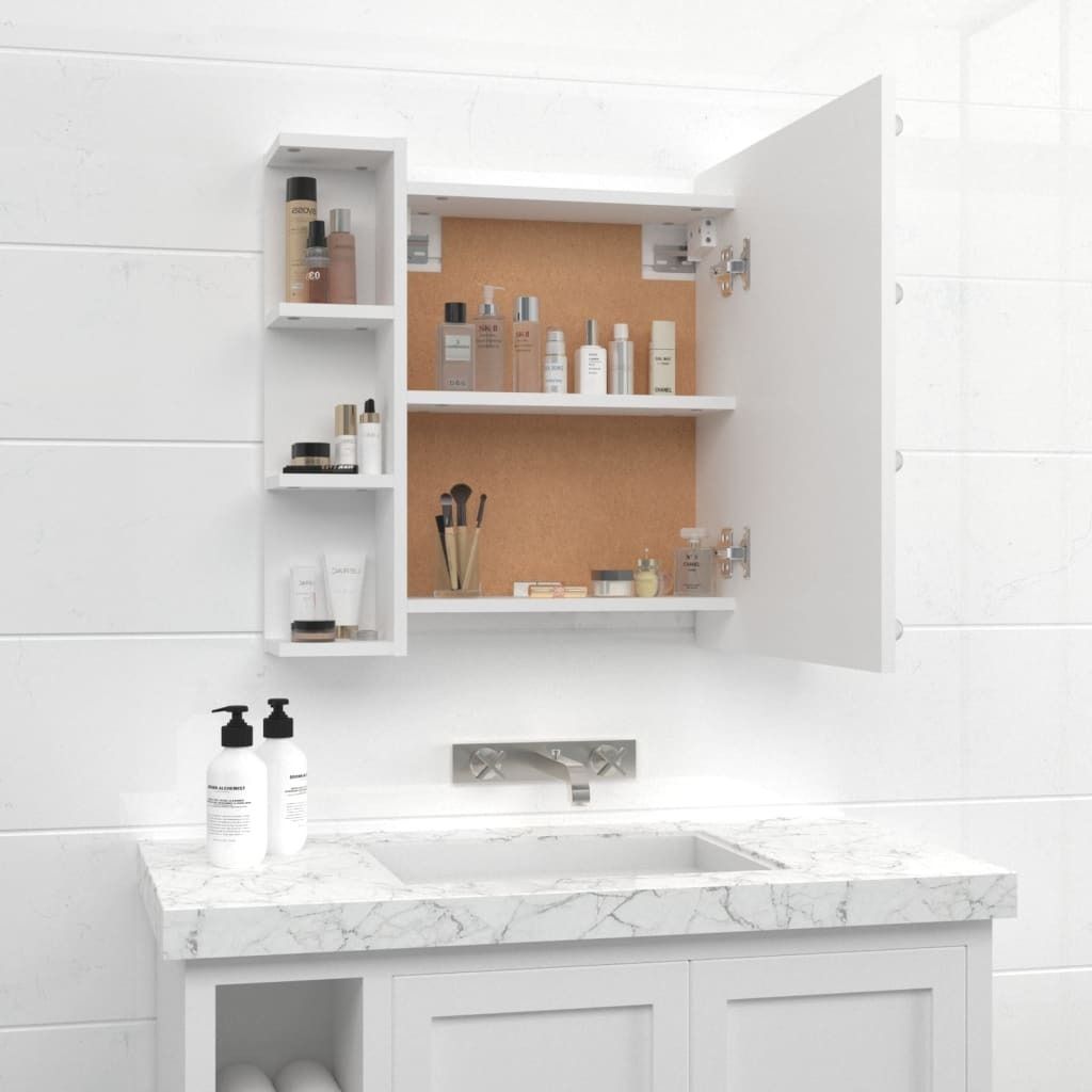 vidaXL Spiegelschrank mit LED Weiß 70x16,5x60 cm Produktbild 3