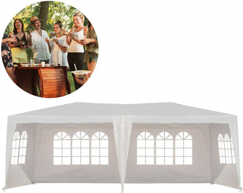 4iQ Garten Pavillon 3x6 m Garenpartyzelt Pavillon Weiß