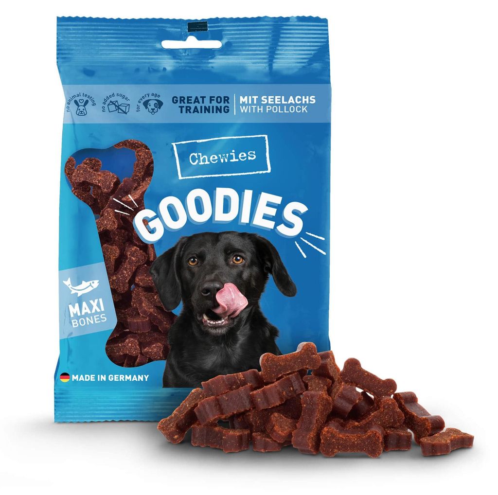 Chewies Hundeleckerli Training Maxi Lachs Knöchelchen - 200 g - Hundesnacks zuckerfrei & mit hohem Fleischanteil - ideal als Trainings-Leckerli f...