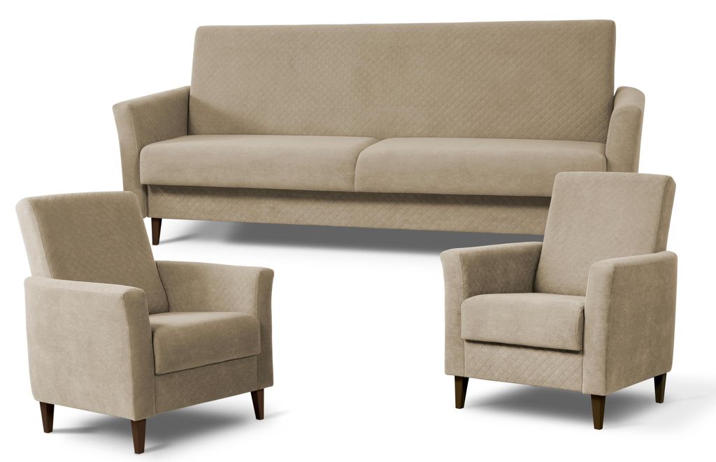 Couchgarnitur - Sofa Set - Braun - Sofa mit Schlaffunktion - Polstermöbel - 2 Sessel - Couch Ausziehbar - 3 Sitzer Sofa - GAMMA
