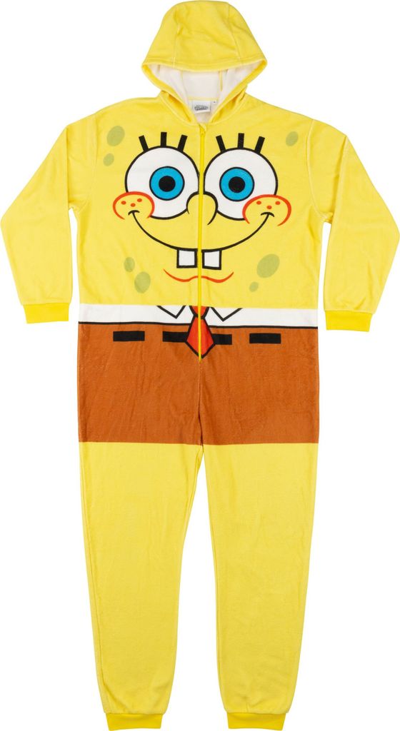 A full-body view of a SpongeBob SquarePants costume.