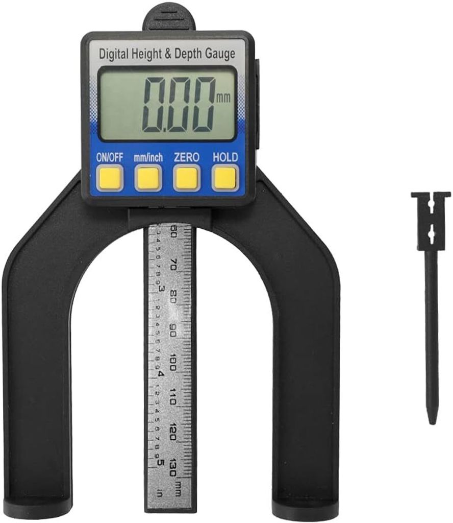 Tiefenmesser, 0-80 mm Profil-Tiefenmesser,selbststehender Tiefenmesser mit magnetischen Füßen für Zimmerei und Maschinenbau, hochgenaues LCD-Dig...