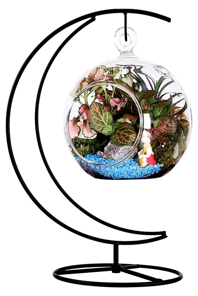 Dekorativer Eisenständer mit Haken zum Aufhängen von Glaskugeln, Luftpflanzen und Terrarien für Weihnachts- und Hochzeitsdekoration