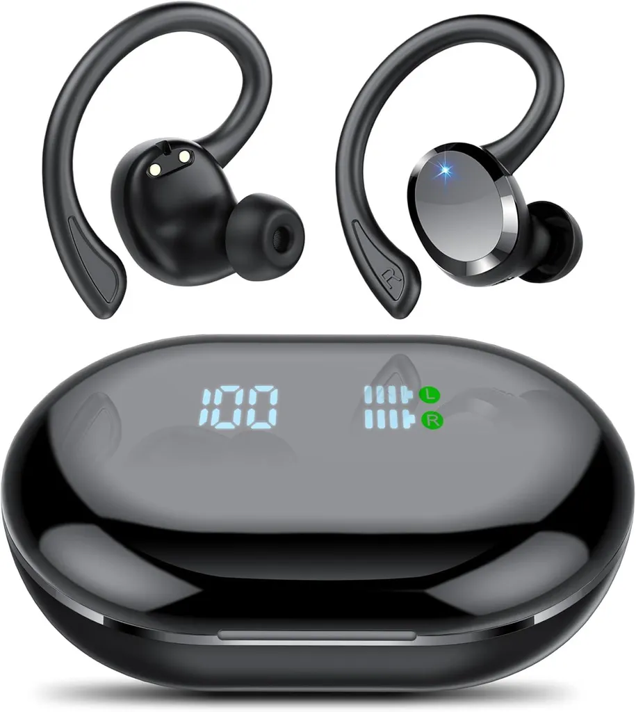 Kabellose Sportkopfhörer Q38 Bluetooth 5.4, ENC Mikrofon, Hi-Fi Stereo, IPX7 Wasserdicht, LED Akkuanzeige, 68h Spielzeit