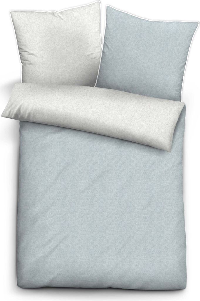 Biberna Melange Flanell-Wendebettwäsche 0840500-222, Größe 200x200 cm, ciel