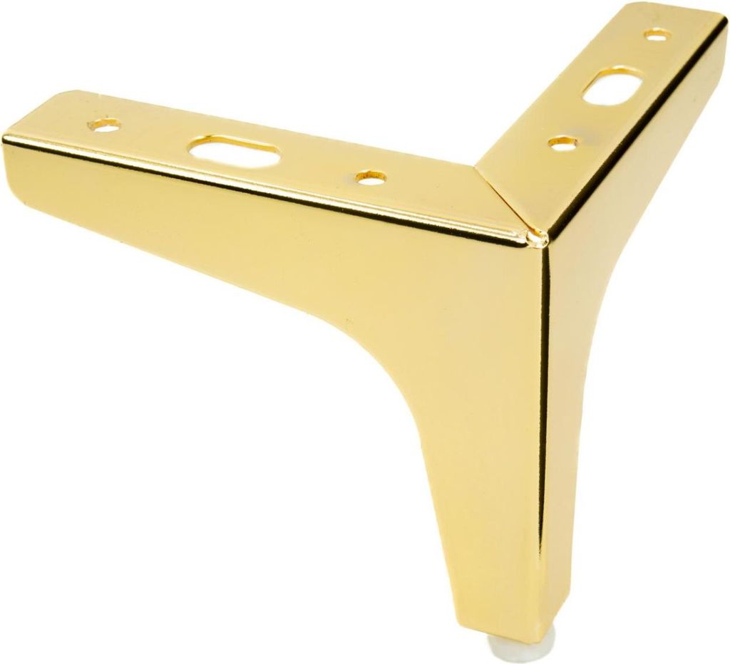 A single gold-colored furniture leg with a modern design is shown against a white background.
