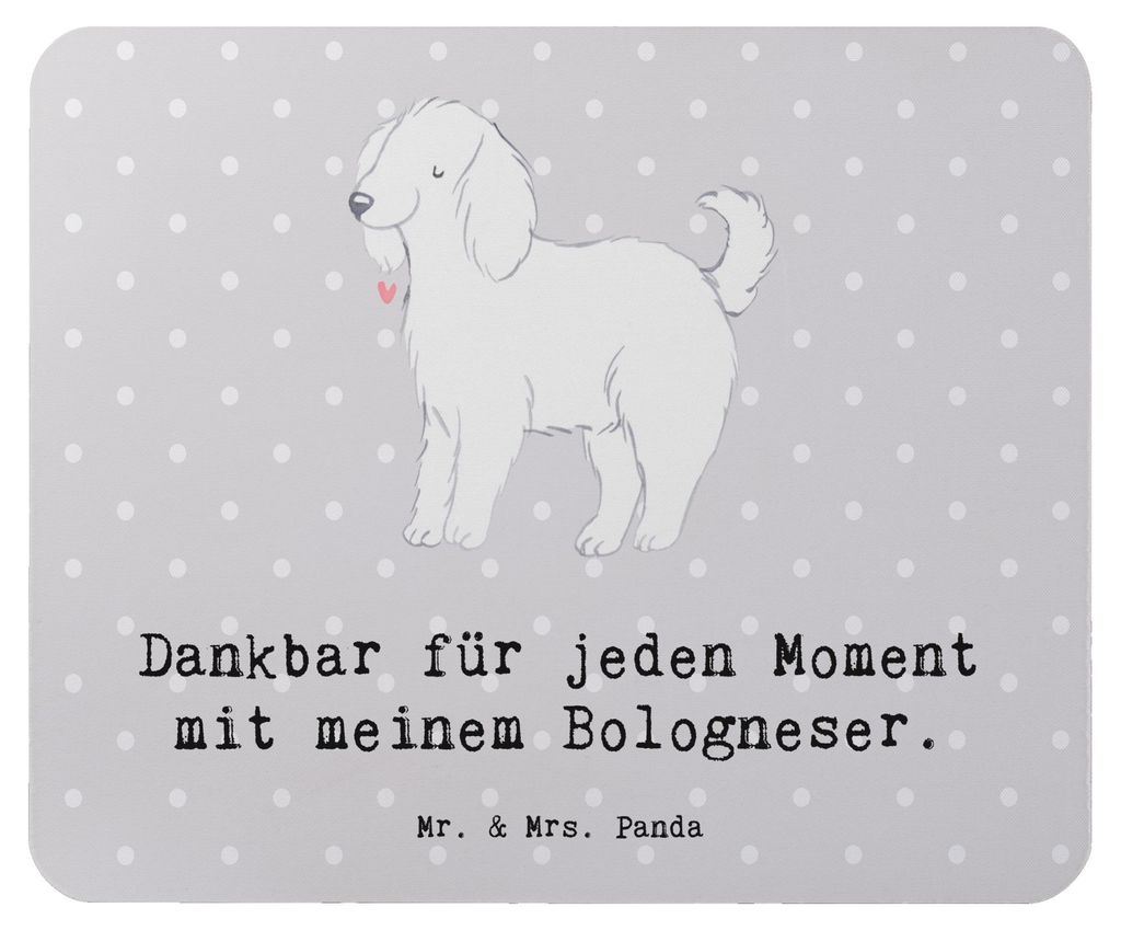 Mr. & Mrs. Panda Mouse Pad Bologneser Moment - Grau Pastell - Geschenk, laptop mousepad, computer mauspad