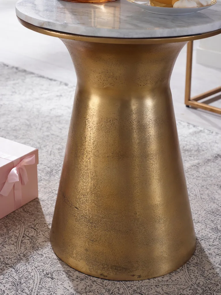 Bout de canapé moderne marbre et doré Rootz - Table basse pour studio