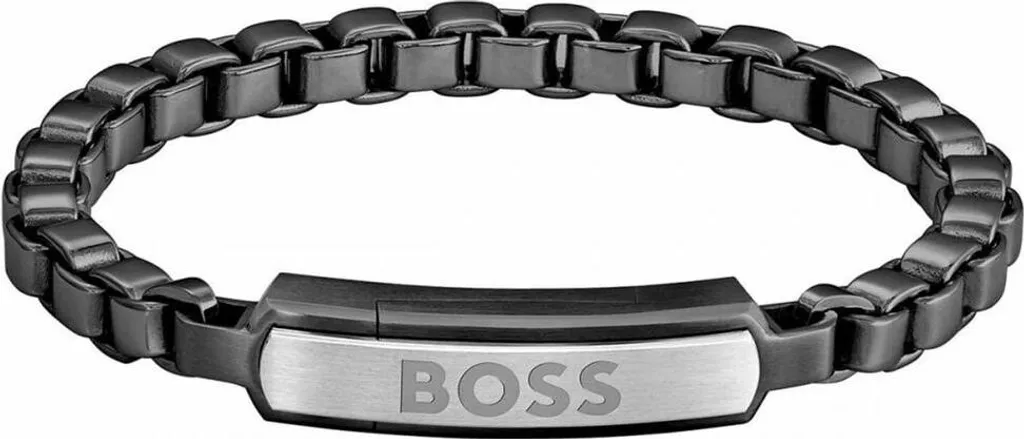 Hugo Boss Bracciale Devon Uomo 1580598S Acciaio Nero - Elegante 20cm