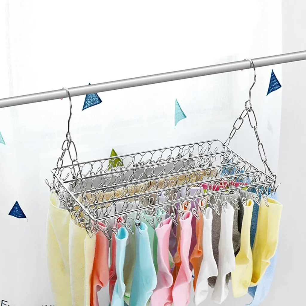 Étendoir à chaussettes multifonctionnel Inox avec 100 pinces intégrées