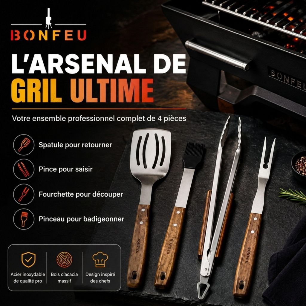 Ensemble BonFeu BonTool 4 pièces – Set d'ustensiles de Image du produit 